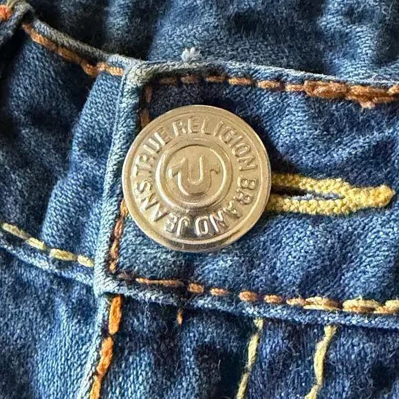 Y2k True Religion Rainbow Joey Jean 30 Blue Flare USA Flap Pocket Stitched - Picture 6 of 12